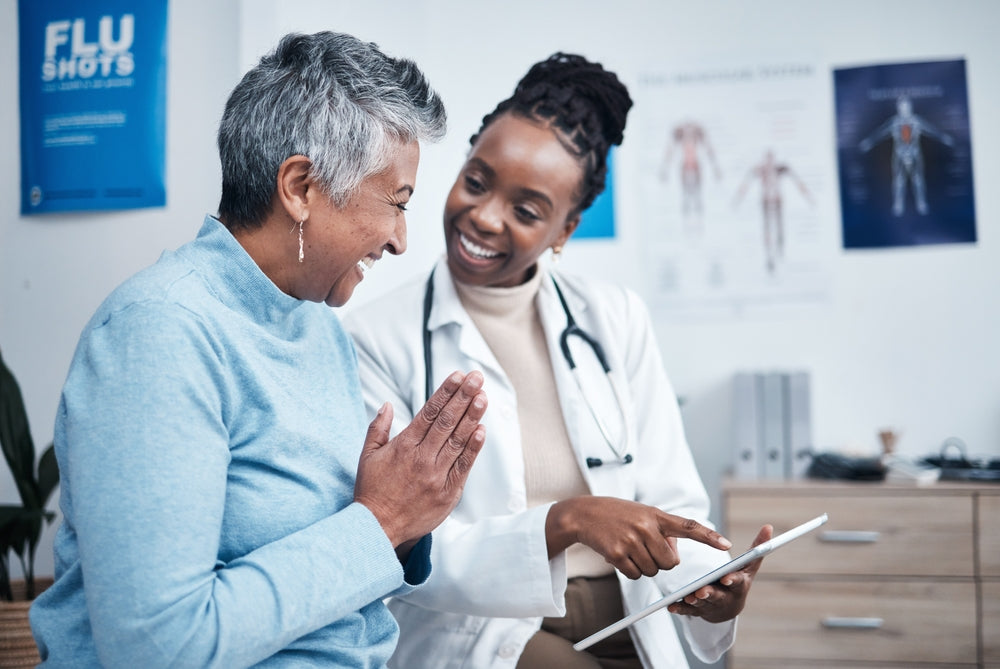 Female doctor with patient